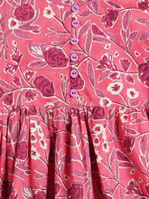 Load image into Gallery viewer, Campana Girls Sanjana Pure Cotton Rose Printed Kurta - Pink & Purple