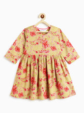 Load image into Gallery viewer, Campana Girls Sanvi Pure Cotton Floral Printed Suit Set with Dupatta - Sea Green & Pink