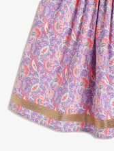 Load image into Gallery viewer, Campana Girls Bela Cotton Lehenga Choli Set - Floral Block & Jaal Print - Purple & Peach
