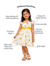 Load image into Gallery viewer, Campana Girls Ruby Crossover Cotton Dress - Sunflower Print - White & Yellow