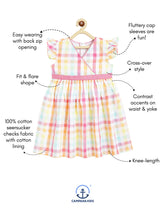 Load image into Gallery viewer, Campana Girls Ruby Crossover Dress - Pastel Checks - Pink & Multicolour