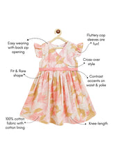 Load image into Gallery viewer, Campana Girls Ruby Crossover Cotton Dress - Soft Floral Print - Pink