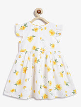 Load image into Gallery viewer, Campana Girls Ruby Crossover Cotton Dress - Sunflower Print - White & Yellow