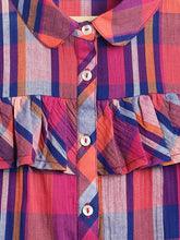 Load image into Gallery viewer, Campana Girls Vickie 100% Cotton Checked Shirt Style Top - Navy & Pink