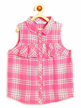 Load image into Gallery viewer, Campana Girls Vickie 100% Cotton Checked Shirt Style Top - Pink