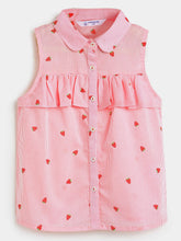 Load image into Gallery viewer, Campana Girls Vickie 100% Cotton Strawberries Print Shirt Style Top - Pink & Red