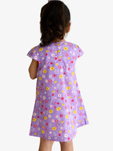 Load image into Gallery viewer, Campana Girls Suzy Dress with Bow - Floral Print - Purple & Yellow