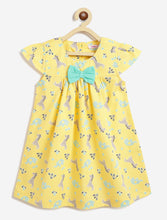 Load image into Gallery viewer, Campana Girls Suzy Cotton Dress with Bow - Nursery Animals - Yellow
