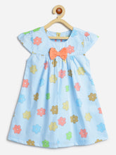 Load image into Gallery viewer, Campana Girls Suzy Floral Print Cotton Dress with Bow - Sky Blue & Peach