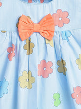 Load image into Gallery viewer, Campana Girls Suzy Floral Print Cotton Dress with Bow - Sky Blue & Peach