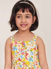 Load image into Gallery viewer, Campana Girls Lisa Bohemian Flared Dress - Floral Print - White & Multicolour