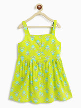 Load image into Gallery viewer, Campana Girls Udita Tunic & Culottes Indo Western Set - Floral Print - Lime & Blue