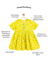 Load image into Gallery viewer, Campana Girls Zoe Pure Cotton Floral Print Dress - Lime Green