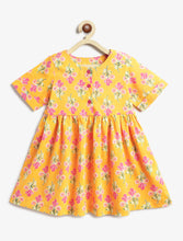 Load image into Gallery viewer, Campana Girls Zoe Cotton Dress with Short Jacket - Floral Print - Yellow & Magenta