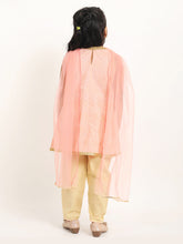 Load image into Gallery viewer, Campana Girls Vani Dhoti Kurta Set with Dupatta - Khari Print - Pink & Gold
