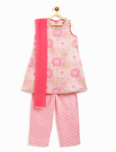 Load image into Gallery viewer, Campana Girls Chitra Floral Printed Kurta Set with Dupatta - Light Pink