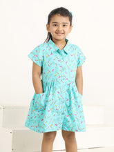 Load image into Gallery viewer, Campana Girls Emily Dress with Pockets - Tropical Island Print - Turquoise & Multicolour