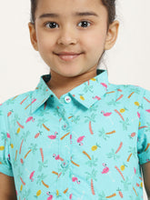 Load image into Gallery viewer, Campana Girls Emily Dress with Pockets - Tropical Island Print - Turquoise & Multicolour