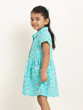 Load image into Gallery viewer, Campana Girls Emily Dress with Pockets - Tropical Island Print - Turquoise & Multicolour