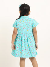 Load image into Gallery viewer, Campana Girls Emily Dress with Pockets - Tropical Island Print - Turquoise & Multicolour