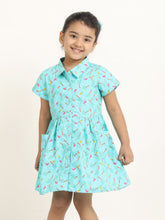Load image into Gallery viewer, Campana Girls Emily Dress with Pockets - Tropical Island Print - Turquoise & Multicolour