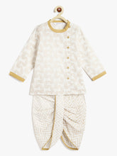 Load image into Gallery viewer, Campana Boys Ananda Dhoti Kurta Set - Gold Foil Print - Off White & Gold