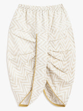 Load image into Gallery viewer, Campana Boys Ananda Dhoti Kurta Set - Gold Foil Print - Off White & Gold