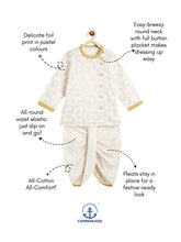Load image into Gallery viewer, Campana Boys Ananda Dhoti Kurta Set - Gold Foil Print - Off White & Gold