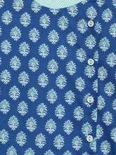 Load image into Gallery viewer, Campana Boys Ananda Dhoti Kurta Set - Small Blockprint - Royal Blue & Turquoise