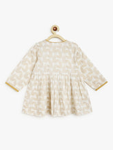 Load image into Gallery viewer, Campana Girls Asmi Dhoti Set - Gold Foil Print - Off-White & Gold