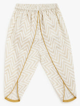 Load image into Gallery viewer, Campana Girls Asmi Dhoti Set - Gold Foil Print - Off-White & Gold