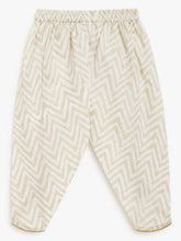 Load image into Gallery viewer, Campana Girls Asmi Dhoti Set - Gold Foil Print - Off-White & Gold