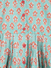 Load image into Gallery viewer, Campana Girls Ruhi Kurta with Afghani Salwar Set - Block Print - Sage Green & Peach