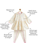 Load image into Gallery viewer, Campana Girls Asmi Dhoti Kurta Set - Geometric Embroidery - White & Multicolour