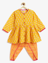 Load image into Gallery viewer, Campana Girls Asmi Dhoti Set - Floral & Chevron Print - Yellow