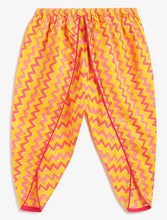 Load image into Gallery viewer, Campana Girls Asmi Dhoti Set - Floral & Chevron Print - Yellow