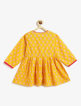 Load image into Gallery viewer, Campana Girls Asmi Dhoti Set - Floral & Chevron Print - Yellow