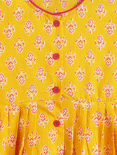 Load image into Gallery viewer, Campana Girls Asmi Dhoti Set - Floral & Chevron Print - Yellow