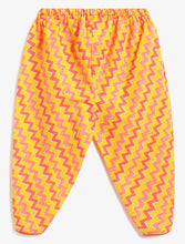 Load image into Gallery viewer, Campana Girls Asmi Dhoti Set - Floral & Chevron Print - Yellow