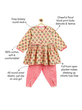 Load image into Gallery viewer, Campana Girls Asmi Dhoti Set - Block Print - Pink