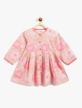 Load image into Gallery viewer, Campana Girls Asmi Floral Printed Cotton Kurta Dhoti Pants Set - Pink
