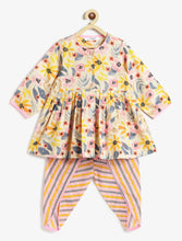 Load image into Gallery viewer, Campana Girls Asmi Floral Printed Cotton Kurta Dhoti Pants Set - Pink & Multicolour