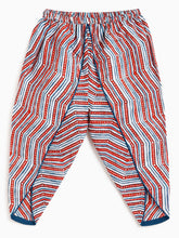 Load image into Gallery viewer, Campana Girls Asmi Pure Cotton Floral Kurta with Striped Dhoti Set - Red & Blue