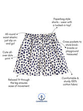 Load image into Gallery viewer, Campana Girls Luna Printed Shorts - Dots - White & Navy Blue