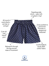 Load image into Gallery viewer, Campana Girls Luna Printed Shorts - Hearts - Denim Blue