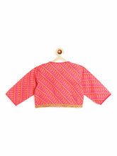 Load image into Gallery viewer, Campana Girls Koel Lehenga Choli Set with Dupatta - Leheriya Print - Pink