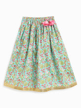Load image into Gallery viewer, Campana Girls Koel Lehenga Set - Flower Bud Print - Sky Blue & Pink