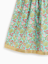 Load image into Gallery viewer, Campana Girls Koel Lehenga Set - Flower Bud Print - Sky Blue & Pink