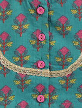 Load image into Gallery viewer, Campana Girls Koel Lehenga Set - Floral Blockprint - Green & Purple