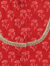 Load image into Gallery viewer, Campana Girls Koel Pure Cotton Lehenga Set - Floral Print - Red